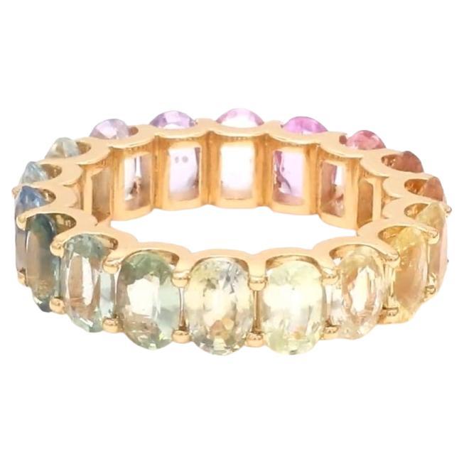 Ring mit natürlichem Regenbogensaphir aus 18 Karat Gold im Angebot