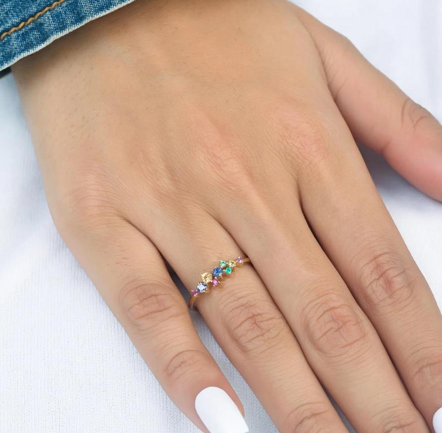 Bague saphir arc-en-ciel naturel or Pour femmes en vente
