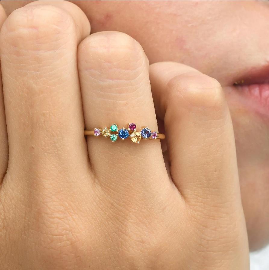Bague saphir arc-en-ciel naturel or Neuf - En vente à New York, NY