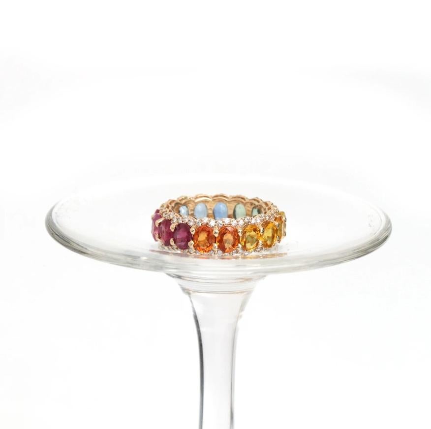 Diamantring mit natürlichem Regenbogensaphir aus 14 Karat Gold im Zustand „Neu“ im Angebot in New York, NY