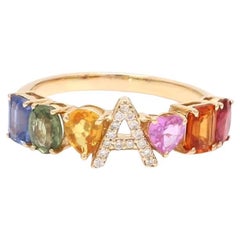 Anillo de zafiro Arcoiris natural en oro de 14 quilates