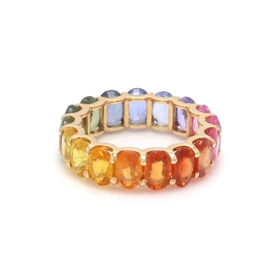 Natürlicher Regenbogen Saphir Ring Gold im Angebot 2