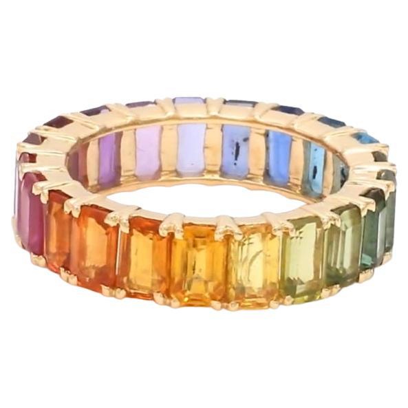 Natürlicher Regenbogen Saphir Ring Gold