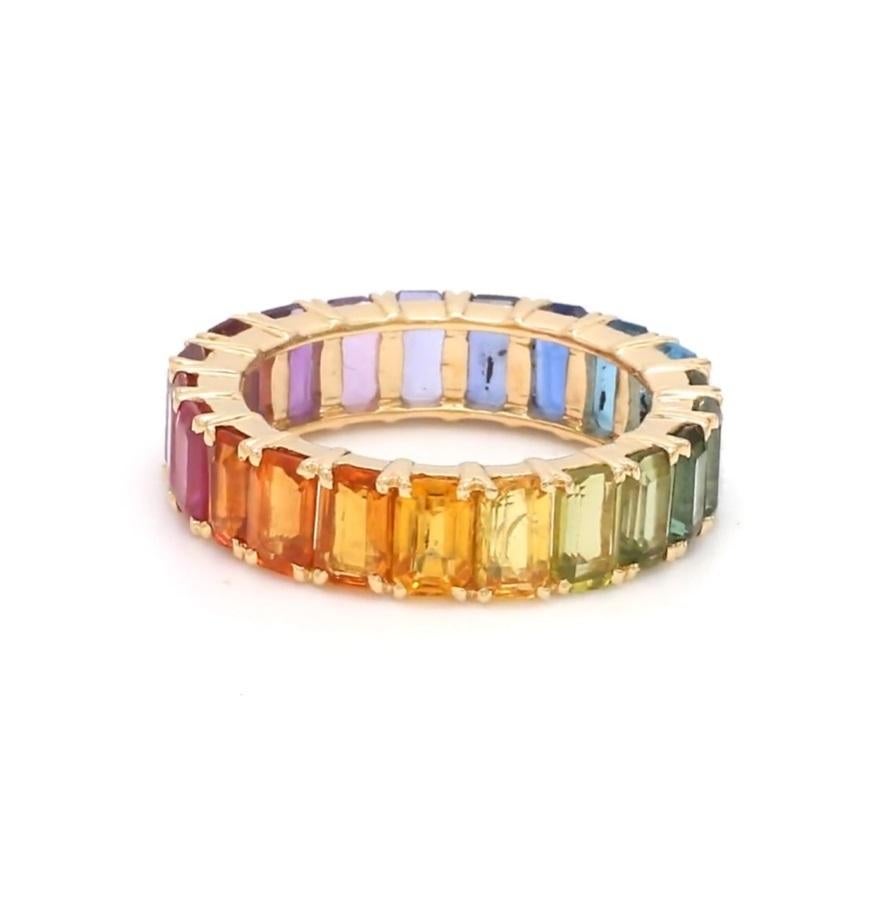 Anello a fascia per l'eternità con zaffiro arcobaleno e rubino in oro 14K  Anello arcobaleno taglio smeraldo Nature, oro  Anello arcobaleno ombreggiato oro  Anello taglio smeraldo 5x3MM

DETTAGLI SULLA PIETRA :
✦ Pietra preziosa: Zaffiro arcobaleno,