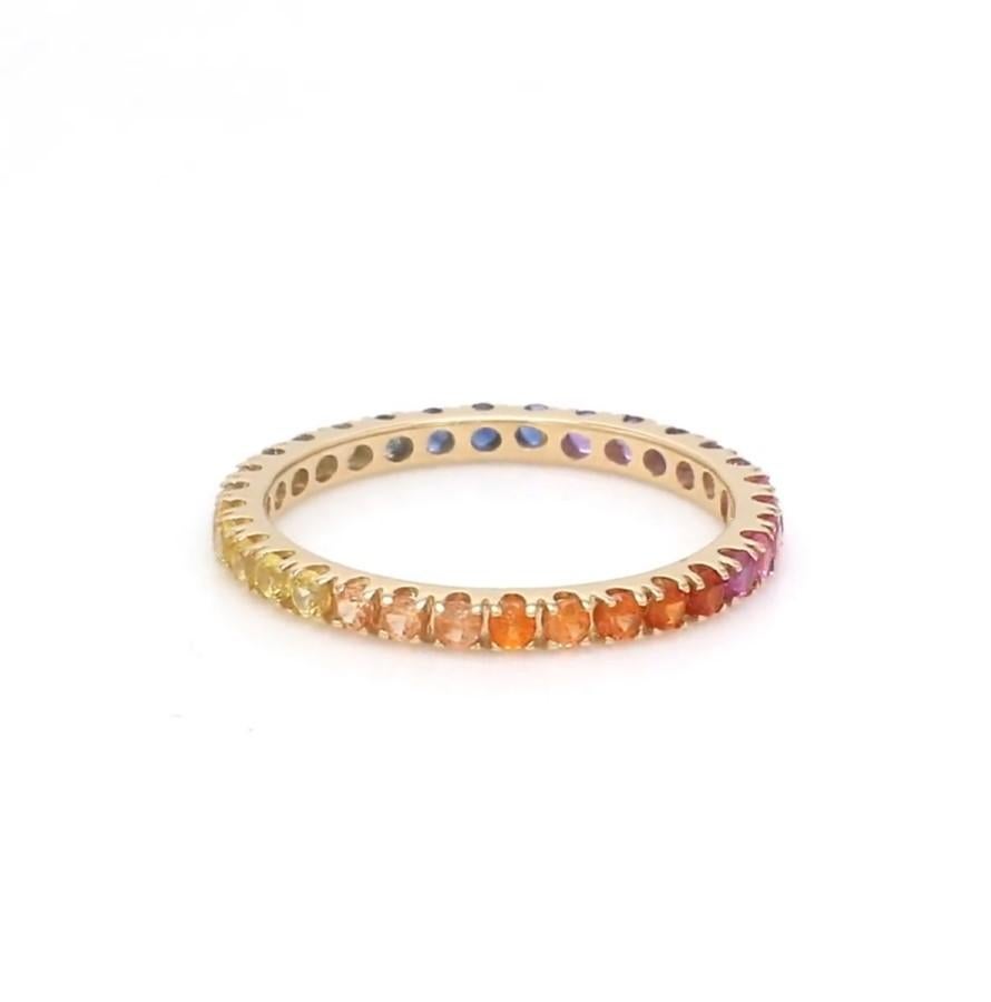Ring mit natürlichem Regenbogen-Saphir aus 14k Gold im Zustand „Neu“ im Angebot in New York, NY