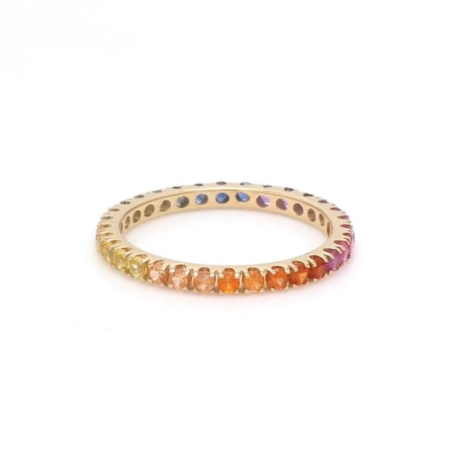 Ring mit natürlichem Regenbogen-Saphir aus 14k Gold Damen im Angebot