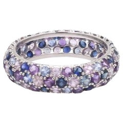 Ring aus natürlichem blauem und rosa Saphir aus 14k Gold