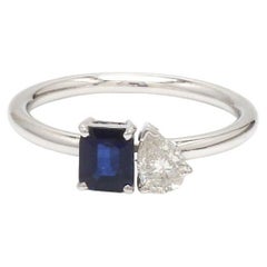 Natürlicher blauer Saphir-Diamant-Ring aus 14k Gold