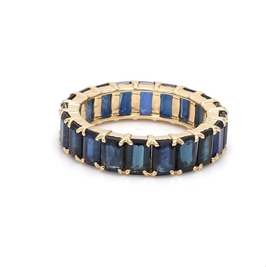 Ring aus natürlichem blauem Saphir in 14k Gold Damen im Angebot