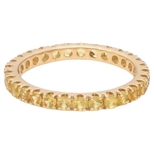 Anello a fascia con zaffiro giallo Nature in oro 14k in vendita
