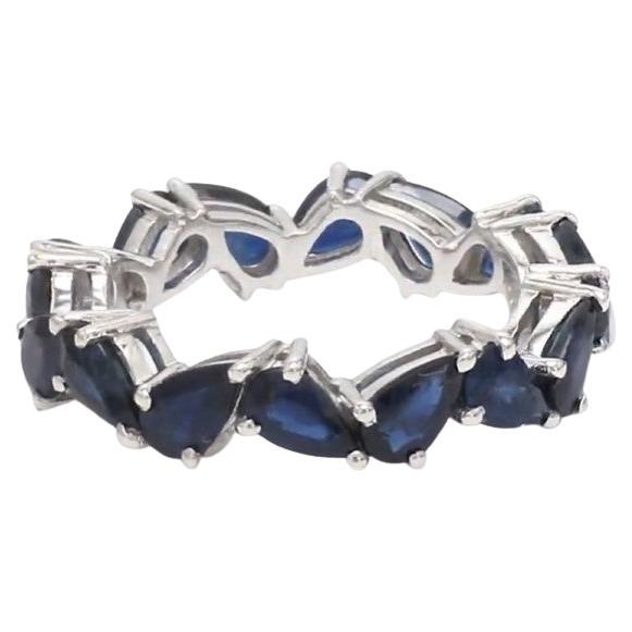 Ring aus 18 Karat Gold mit natürlichem blauem Saphir im Zickzack im Angebot
