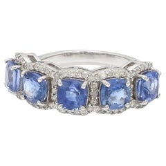 Natürlicher blauer Saphir-Diamantring aus 18 Karat Gold
