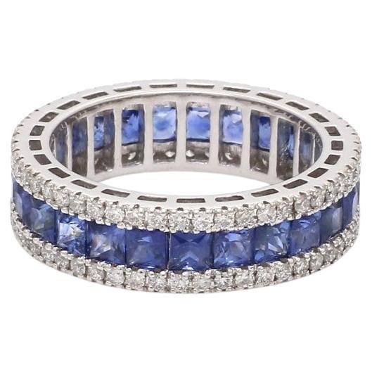 Natürlicher blauer Saphir Bandring 18k Gold im Angebot