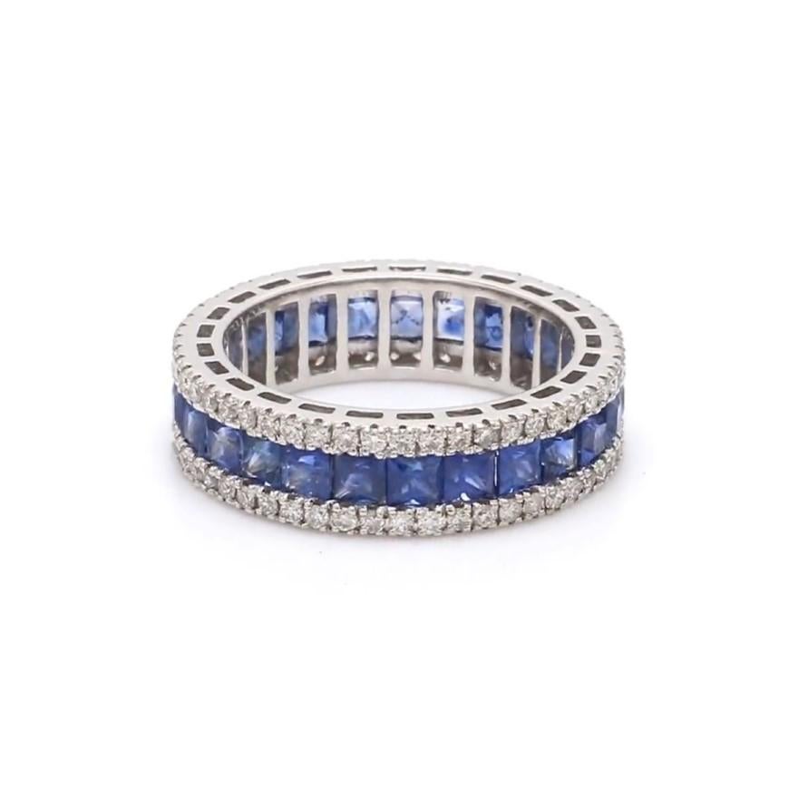 Natürlicher blauer Saphir Bandring 18k Gold im Zustand „Neu“ im Angebot in New York, NY