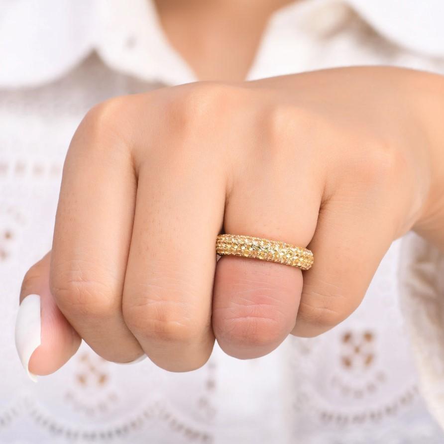 Anello con zaffiro giallo naturale in oro 14k In condizioni Nuovo in vendita a New York, NY