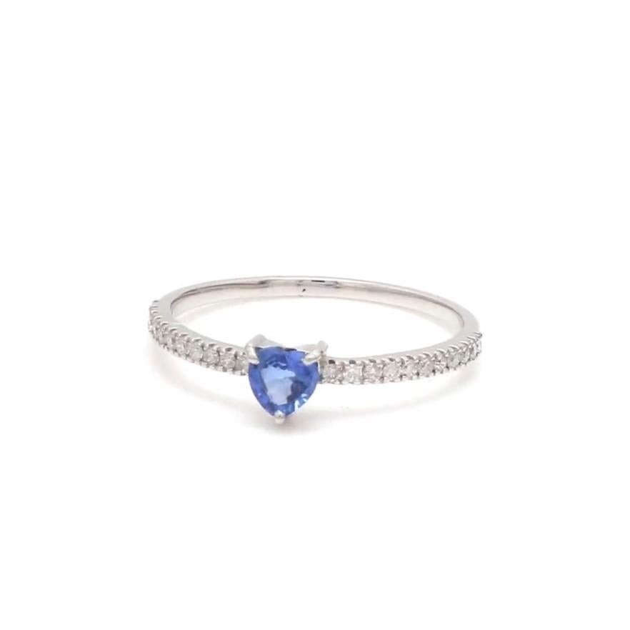 Ring aus 18 Karat Gold mit blauem Saphir und Diamant im Angebot 1