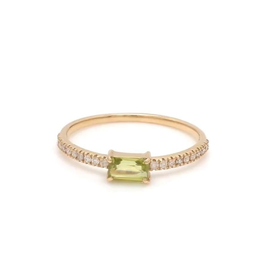 Bague en or 14k avec diamant péridot naturel en vente
