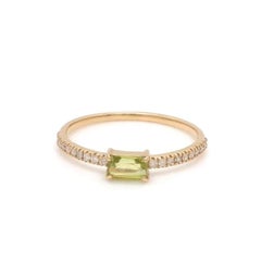 Natural Peridot diamond ring in 14k gold
