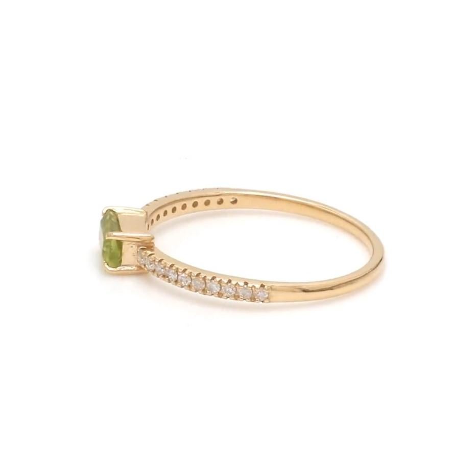Taille Asscher Bague en or 14k avec diamant péridot naturel en vente