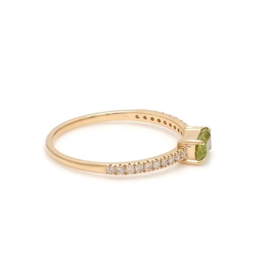 Bague en or 14k avec diamant péridot naturel Pour femmes en vente