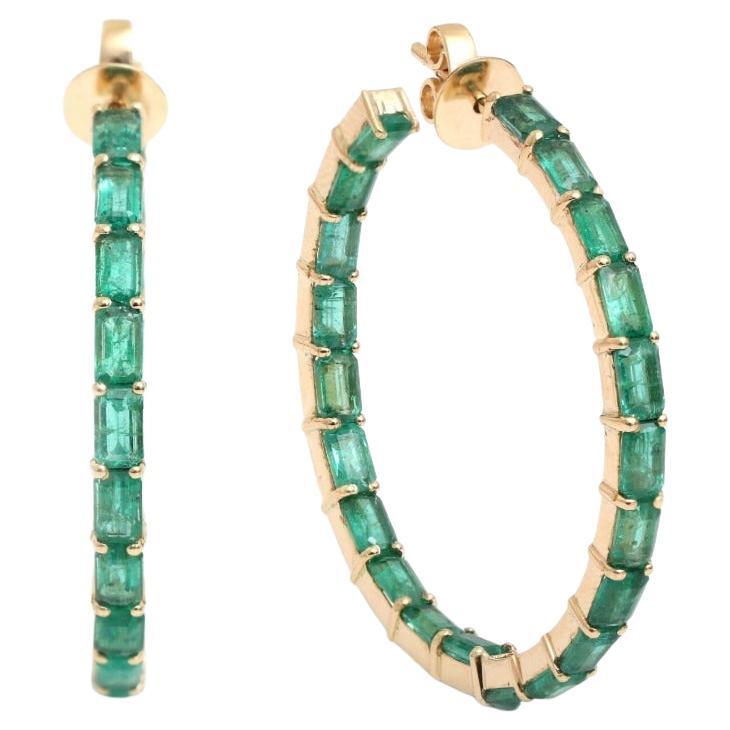 Natürliche sambische Smaragd Ohrringe in 14k  Gold im Angebot