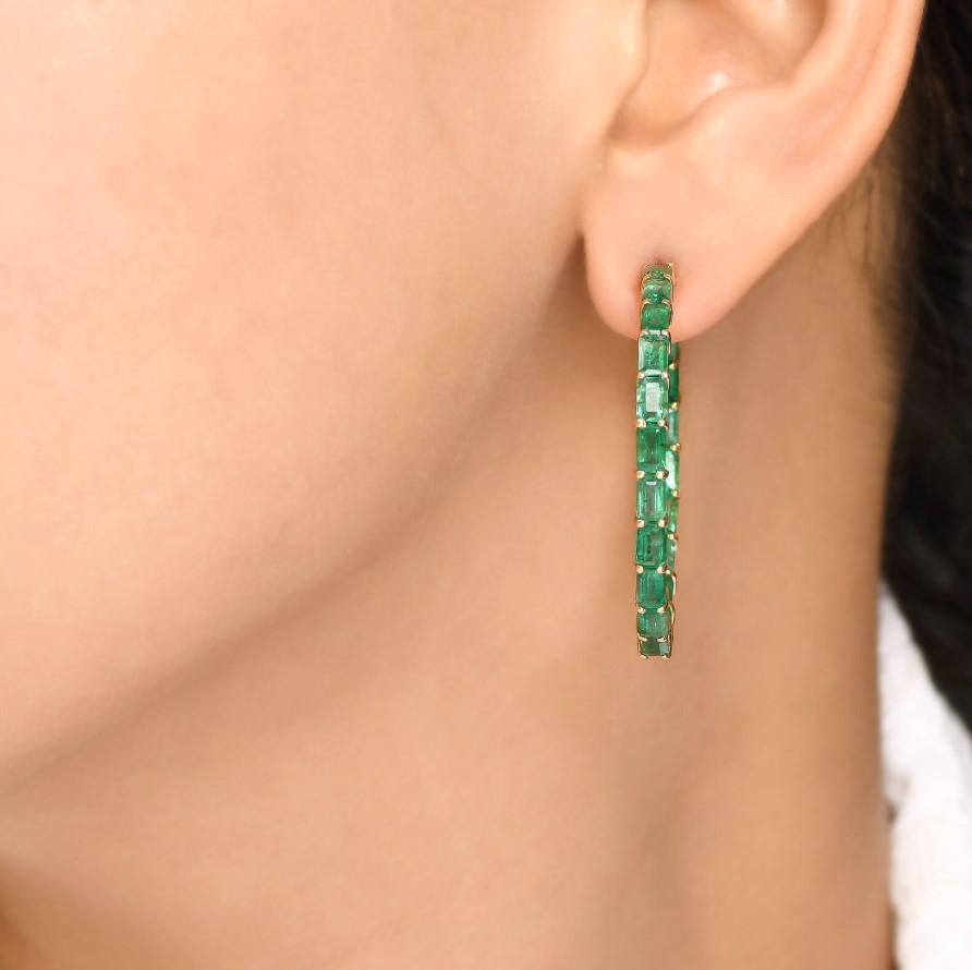 Natürliche sambische Smaragd Ohrringe in 14k  Gold Damen im Angebot