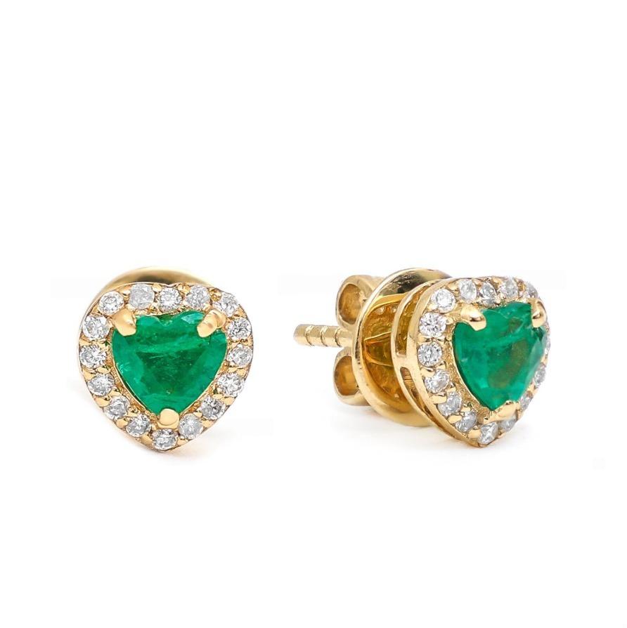 Boucles d'oreilles émeraude naturelle en or 18 carats