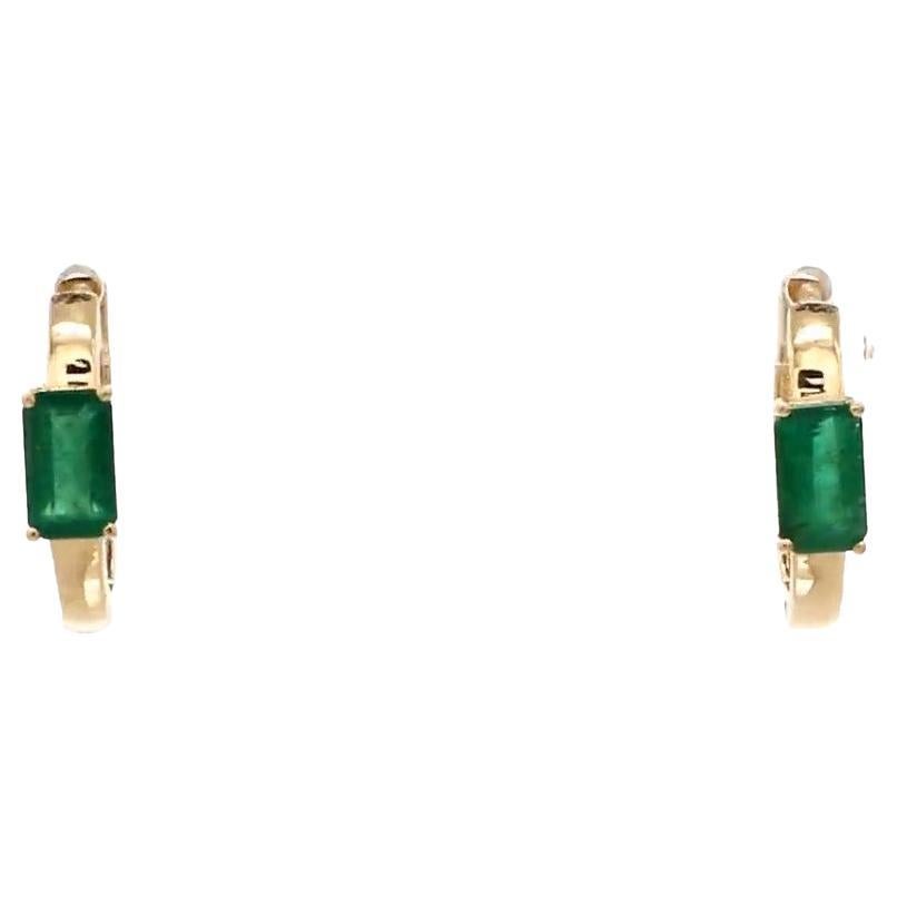 Natürliche Smaragd-Ohrringe aus 14k Gold