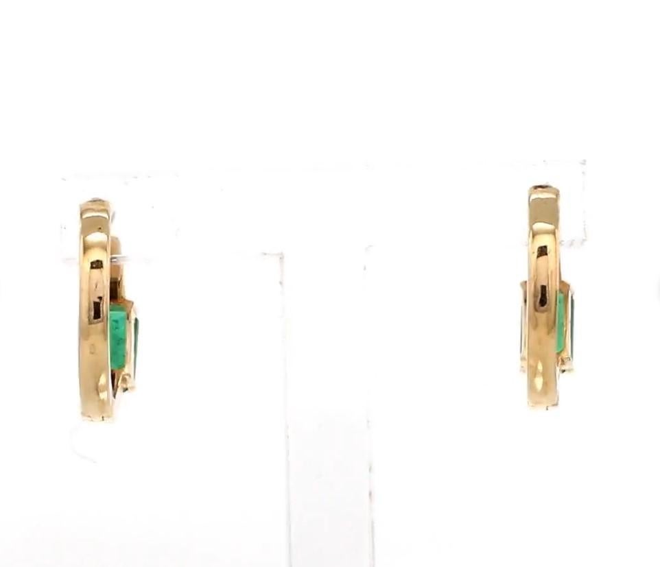Natürliche Smaragd-Ohrringe aus 14k Gold Damen im Angebot