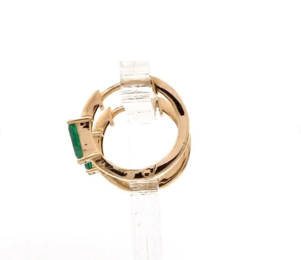 Natürliche Smaragd-Ohrringe aus 14k Gold (Asscher-Schliff) im Angebot