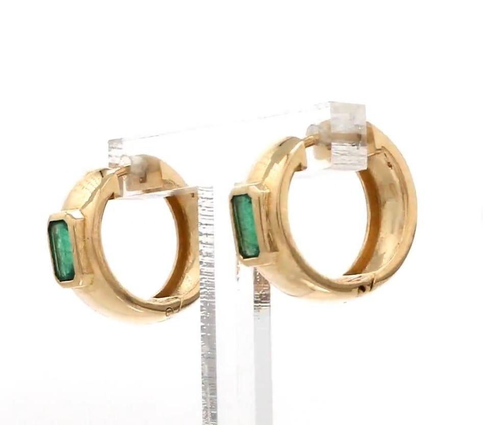Natürliche Smaragd-Ohrringe aus 14k Gold (Asscher-Schliff) im Angebot