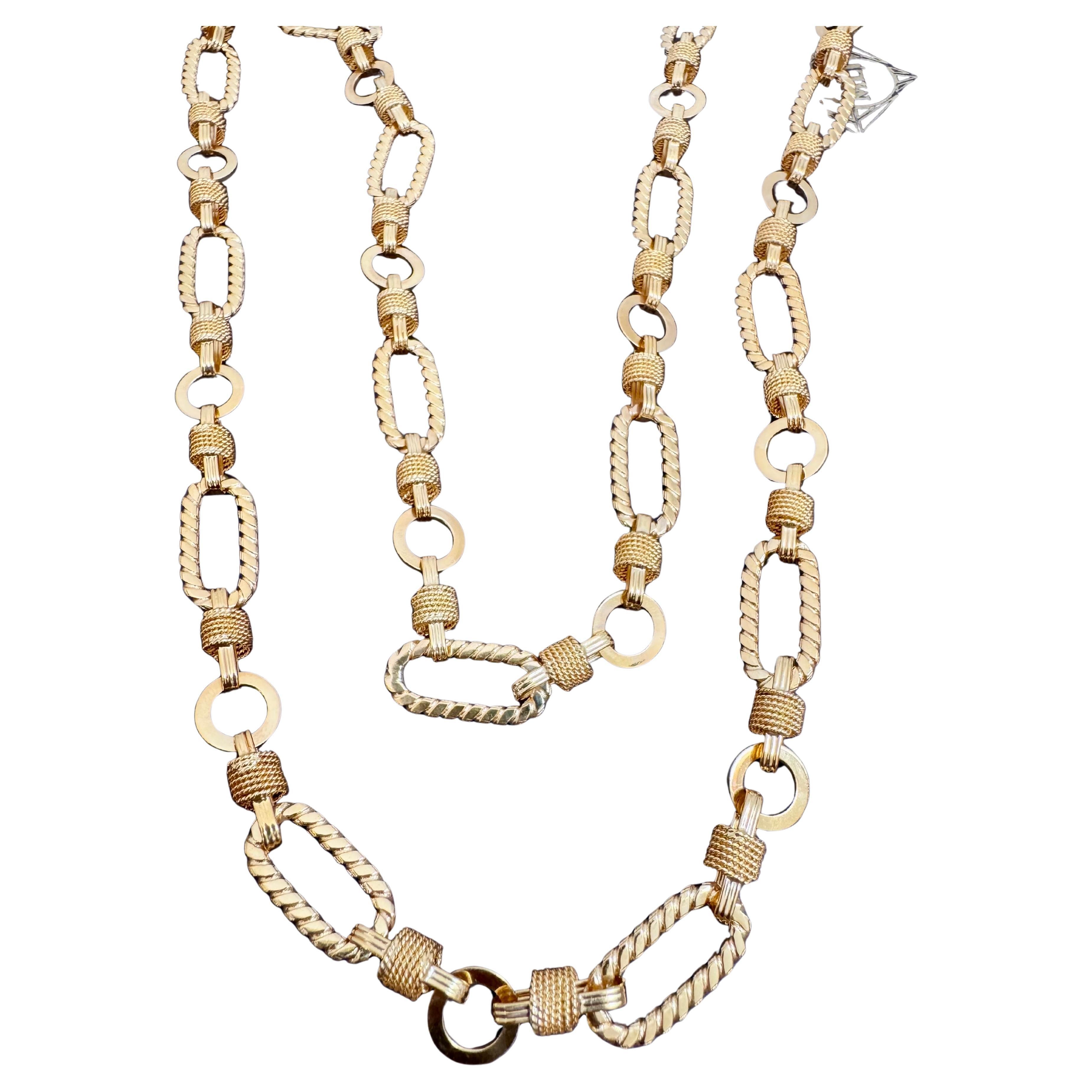 Vintage 18Karat  solid Yellow Gold 60 Gm, Link Chain, 9.8 mm Necklace, 30 " Long