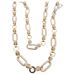 Vintage 18Karat  Or jaune massif 60 Gm, Chaîne à maillons, 9.8 mm Collier, 30 " Long