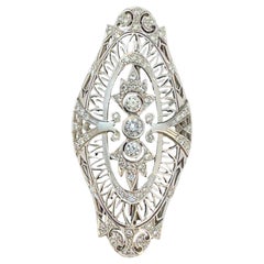 Estate Art Deco 1 Ct Diamond  Platine 12.5 Gm Pin / Broach VS Quality