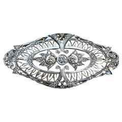 Estate Art Deco 1 Ct Diamond  Platinum 12.5 Gm Pin / Broach VS Quality