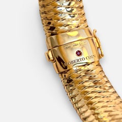 Roberto Coin Diamond Bangle Woven Bracelet  18 Karat Yellow Gold Estate, Medium