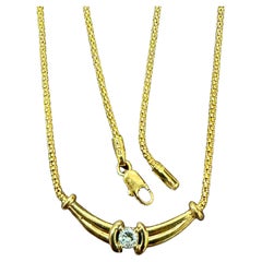 Vintage 20 Pointer White Diamond Necklace 14 Karat Yellow Gold, 18 Inch Long
