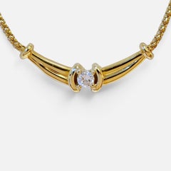 Vintage 20 Pointer White Diamond Necklace 14 Karat Yellow Gold, 18 Inch Long
