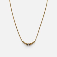 Vintage 20 Pointer White Diamond Necklace 14 Karat Yellow Gold, 18 Inch Long