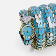 SNAKE COLLECTION , Türkis und Weiß SCHLANGENARMBAND , Diamanten, 18K & Sterling