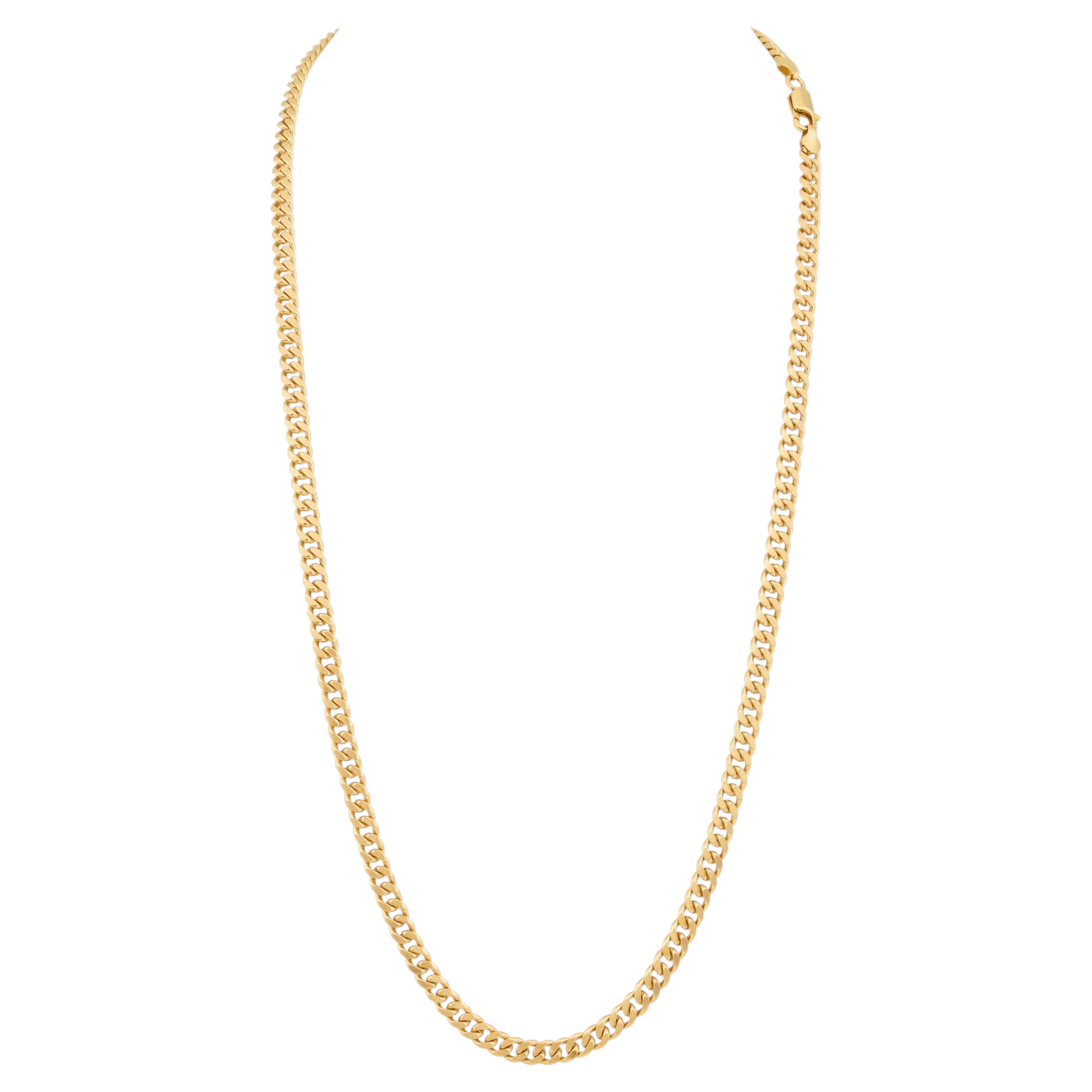 Vintage 24K Solid Yellow Gold Curb Link Chain, 79.1 Gm , 24" Long Made in Turkey
