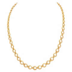 24 Karat Pure Gold Hand Made Yellow Gold LINK Chain Necklace, 22.3 Gm, 16 Inch