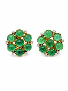Natural Emerald 9.08CTS & Diamond 0.28CTS Earring in 14k Gold