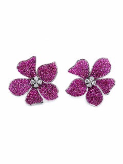 Orecchini in oro 14k con rubino naturale da 2,68 carati e diamanti da 0,21 carati