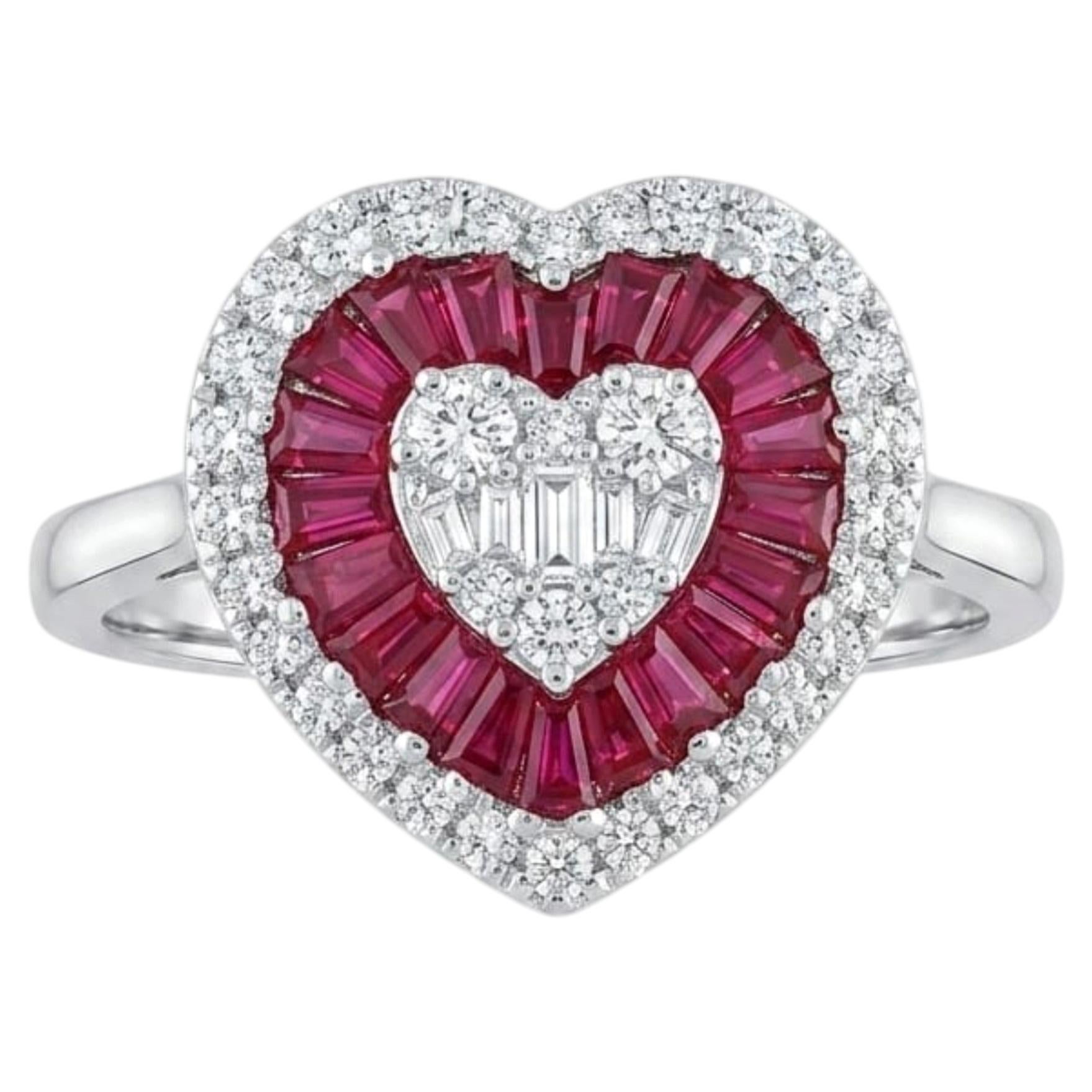 Bague cocktail en or 18 carats, sertie d'un rubis de 1,06 ct et de diamants de 0,50 ct, nouveau modèle