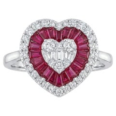 Bague cocktail en or 18 carats, sertie d'un rubis de 1,06 ct et de diamants de 0,50 ct, nouveau modèle