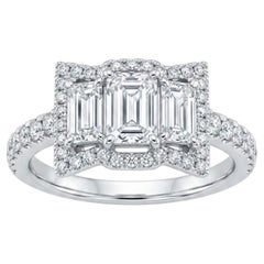 Natural 18K Gold Diamond Halo Cocktail Ring, 1.55ct