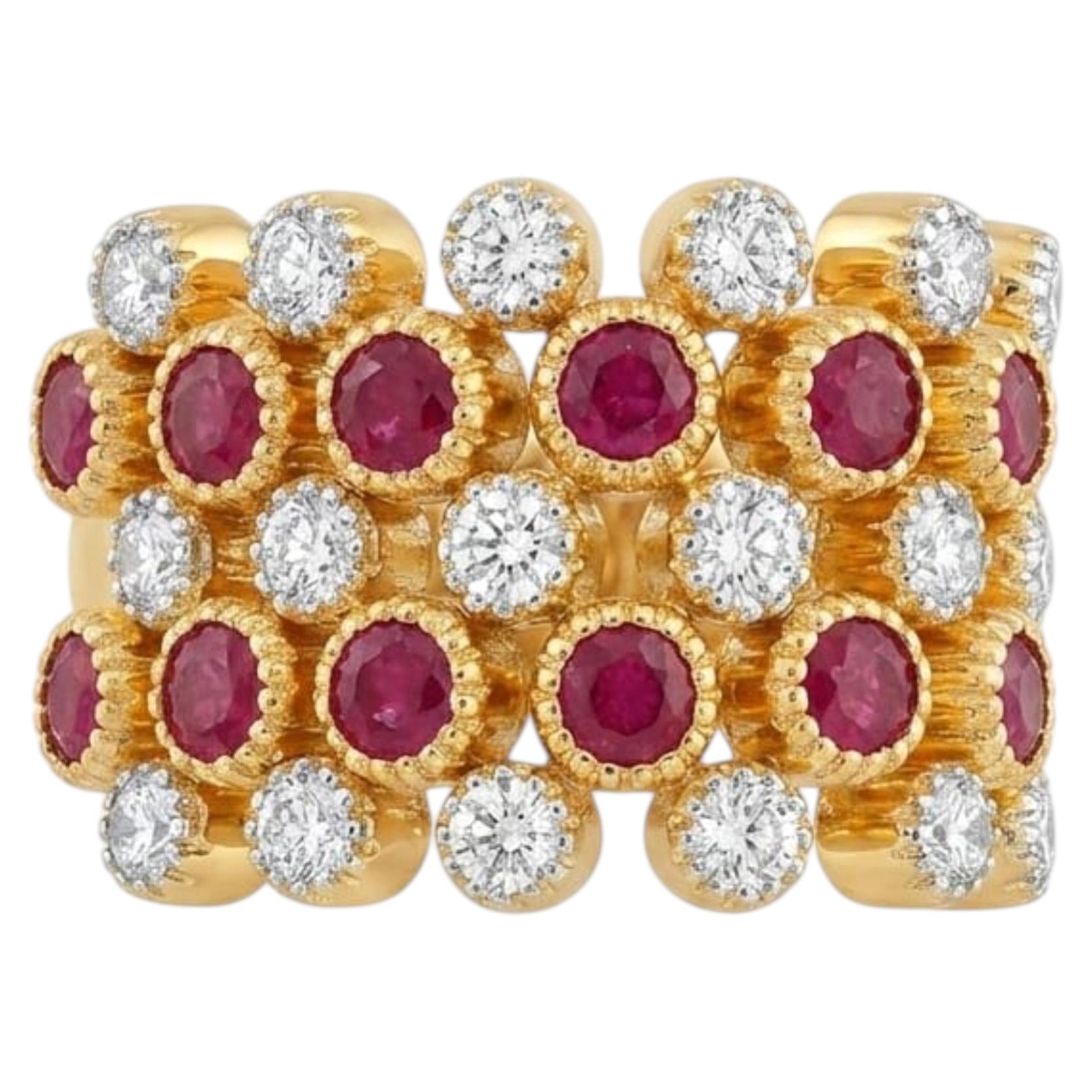 Bague « halo » en or 18 carats, avec un rubis de 3,67 carats et des diamants de 2,01 carats, nouveau modèle