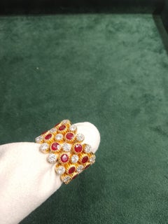 18K Gold Ruby 3.67ct & Diamond 2.01ct Halo Ring, New Design