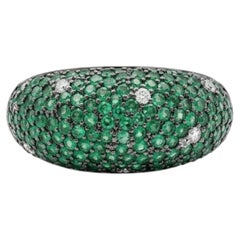 Natural 18K Gold Emerald Halo Ring with 0.21ct Diamonds, New Design